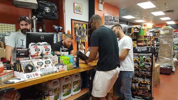 West Village regulars — Lino Ahston and Roland Lahe — came into Garber’s Chelsea location to get keys made. Ahston said they recently moved nearby. Photo by Dusica Sue Malesevic.