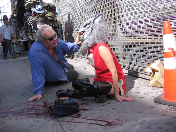 This publication’s music columnist, Jim Melloan (left), is one of the many art stars in the cast of Rev. Jen’s latest cinematic triumph: “Werewolf Bitches from Outer Space.” Photo by John Foster.