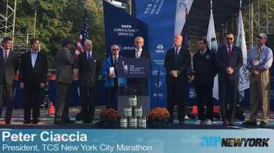 NYC Marathon organizers hold blue line painting ceremony