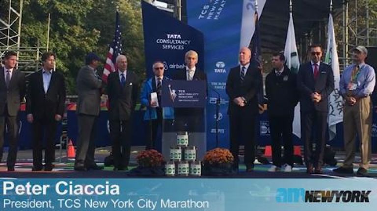 NYC Marathon organizers hold blue line painting ceremony