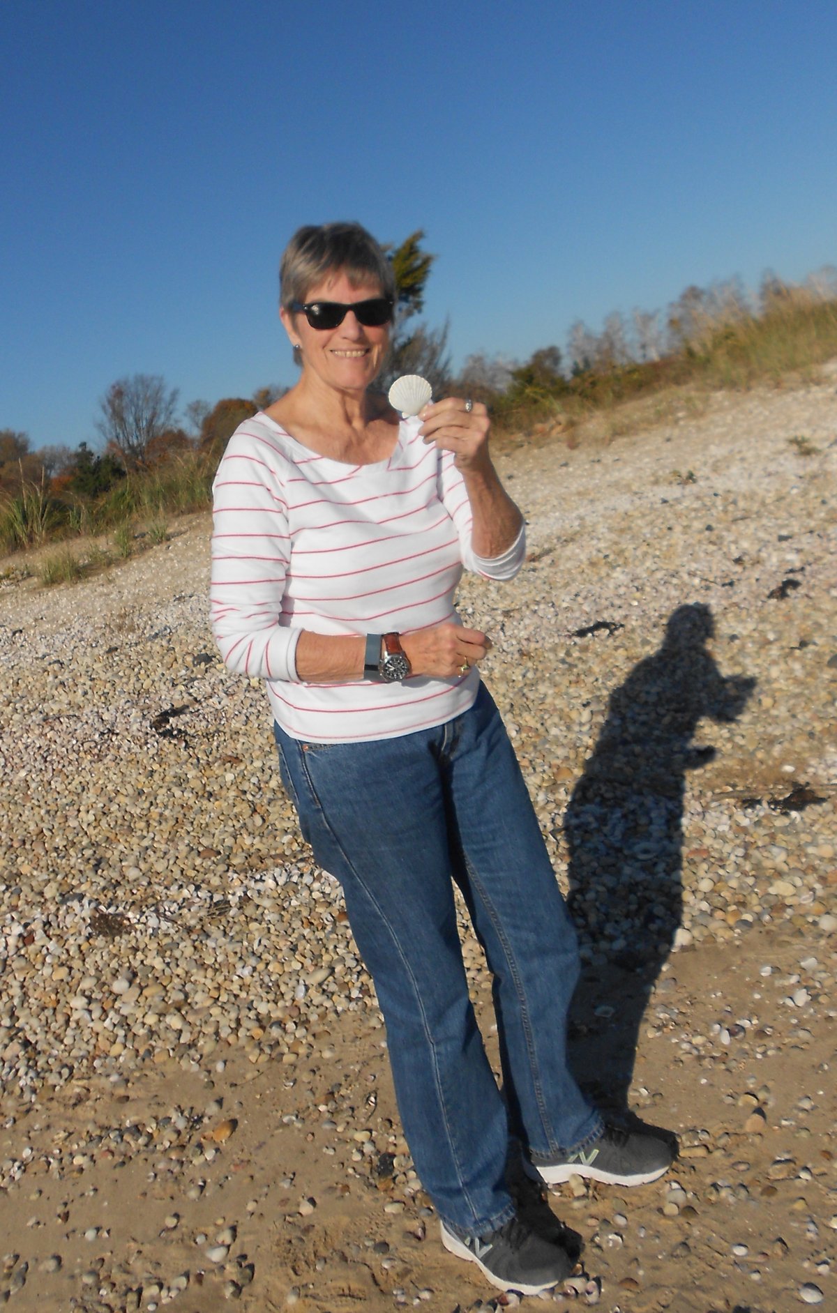 Immigrants are new working class: Author 2 Diana Gordon with a nice seashell she found on a beach in Orient Point on Long Island. In her research, she’s found out a lot about the North Fork community’s Latino immigrant community. Photo courtesy Diana Gordon