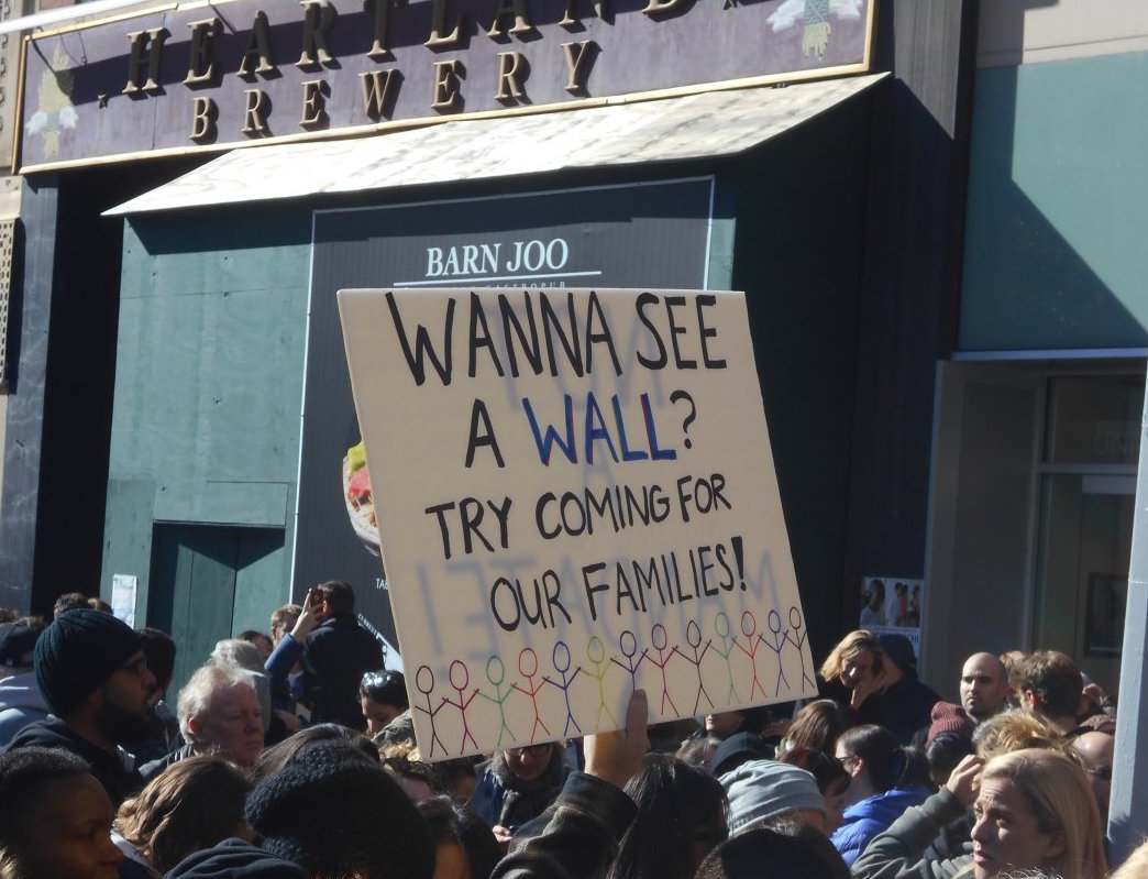 Local pols, advocates vow to shield immigrants 2 A sign in Union Square at the start of the massive “Not My President” protest march on Sat., Nov. 12. Photo by Mary Reinholz