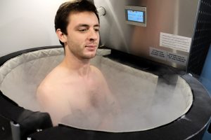 Mr. Freeze: Our intrepid reporter chills out at Tribeca ‘cryosauna’ 2 Photo by Tequila Minsky Stoic even as the temperature plunges to 175 degrees below zero, our correspondent puts on a brave face amidst the frosty fog of nitrogen gas.