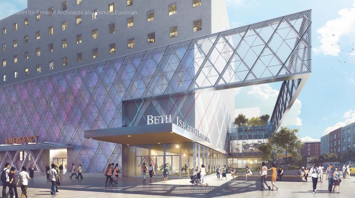 A rendering of the planned Mount Sinai Downtown Beth Israel Hospital, a 70-bed mini-hospital with an emergency department at E. 14th St. and Second Ave. Part of the reason the new project would open up the corner is to accommodate the Second Ave. subway, if it ever comes down that far.