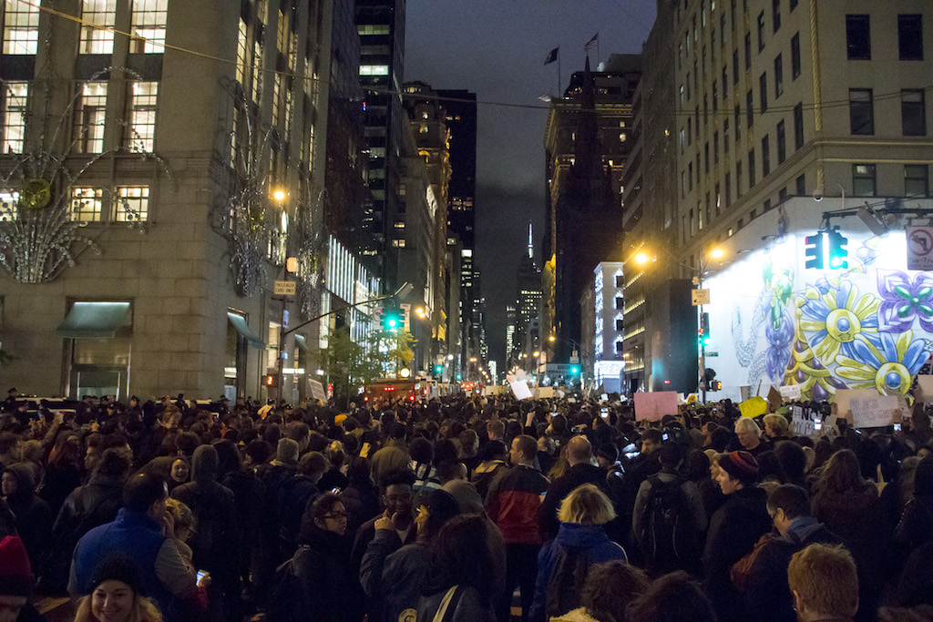 ‘Not my president!’ Protesters take it to Trump Tower 5 The crowd filled Fifth Ave. in Midtown outside Trump Tower.