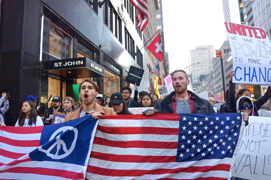 At Saturday's "Not My President" protest. Photo by Sarah Ferguson