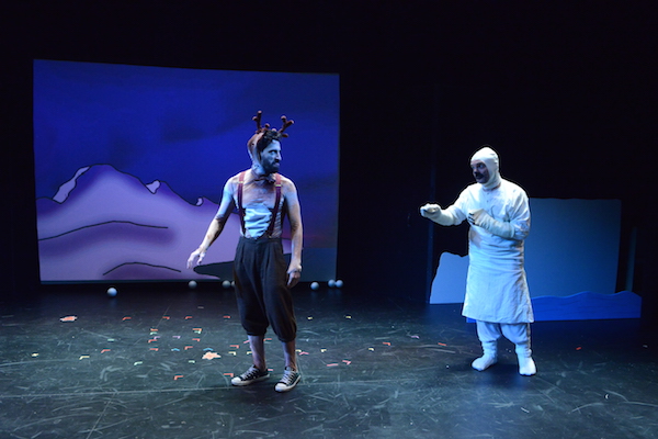 Jose Joaquin Perez as Pine, a deer; and Michael Propster as Snowball, a harp seal, in “The Adventure of Snowball and Pine” by Aengus O'Donnell, age 10; directed by Tim J. Lord. Photo by Winston Rodney.