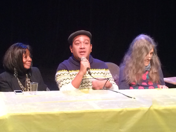 Theater for the New City's ‘Art Startup’ ponders community partnership 3 L to R: Actress and TNC board member Vinie Burrows, choreographer Robert Gonzales Jr., and visual artist/curator Carolyn Ratcliffe. Photo by Trav S.D.