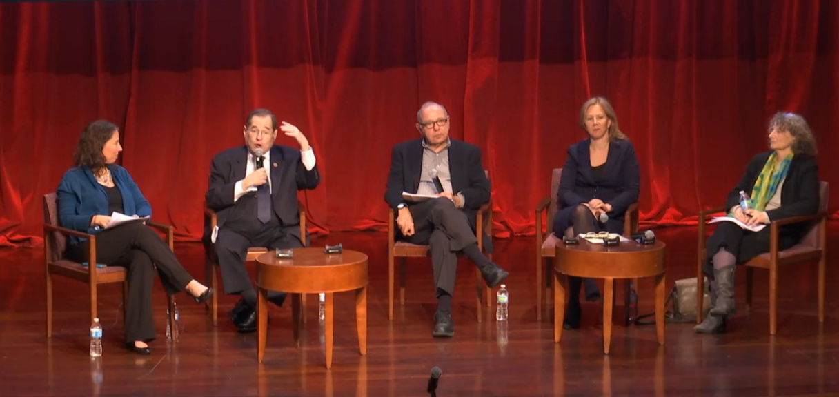 Congressmember Jerrold Nadler addresses an overflow crowd at NYU on December 19. | LINCOLN ANDERSON