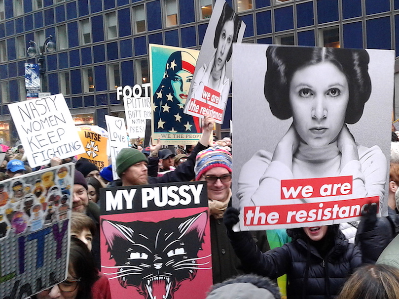 As the march finally made it down to 42nd St. They would then turn up Fifth Ave. toward the Bastille...umm, Trump Tower.