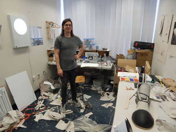 28 Liberty St. 'residency' gives artists free studio space in pricy Downtown 1 Photo by Dennis Lynch Artist Nick Doyle makes full use of the free studio spacehe enjoys through the Lower Manhattan Cultural Council’s residency program at 28 Liberty St.