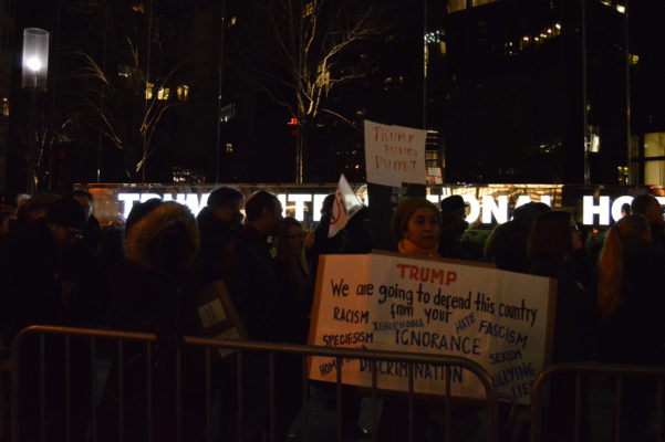 The rally aimed to spur 100 days of resistance aimed at the new Trump administration. | JACKSON CHEN