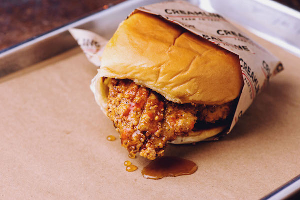 Creamline’s Second Store is a Sweet Addition to Seventh 3 The new honey butter and hot sauce chicken sandwich is giving the burger a run for its money as top choice at Creamline’s new location on Seventh Ave. Photo via creamlinenyc.com.