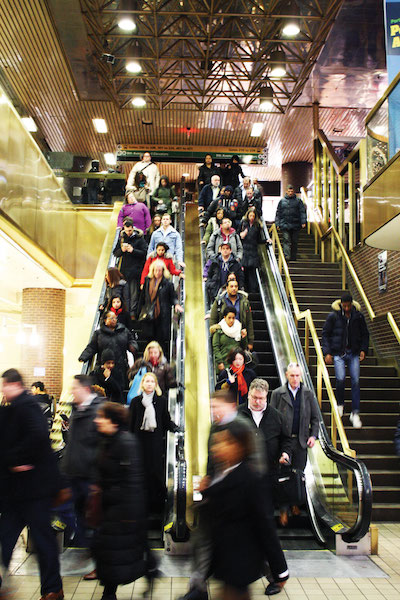The crush of commuters traveling through the Port Authority during a weekday morning rush hour. Photo by Michael Shirey.