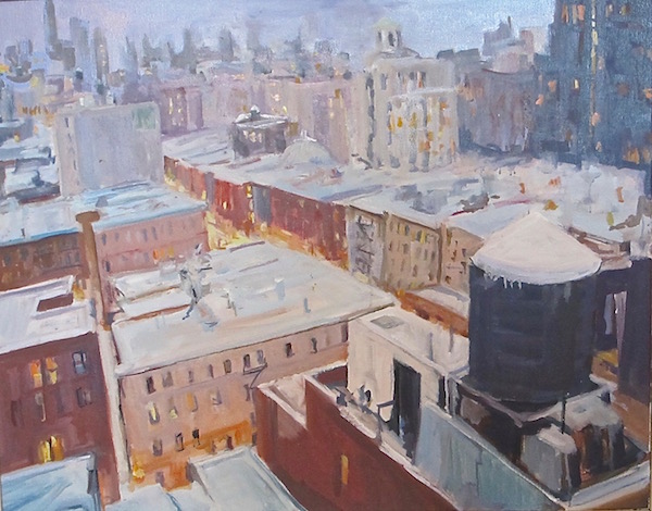 Joan Menschenfreund: “December Day From My Window Looking South” (oil on canvas, 23x29 in.). Image courtesy NAWA Gallery.