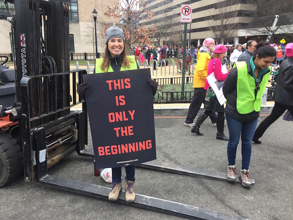 Women Marched on Washington, with the World in Lock Step 8 Kristen Rogers traveled from California to let the world know that a movement was being born. Photo by David Puchkoff.