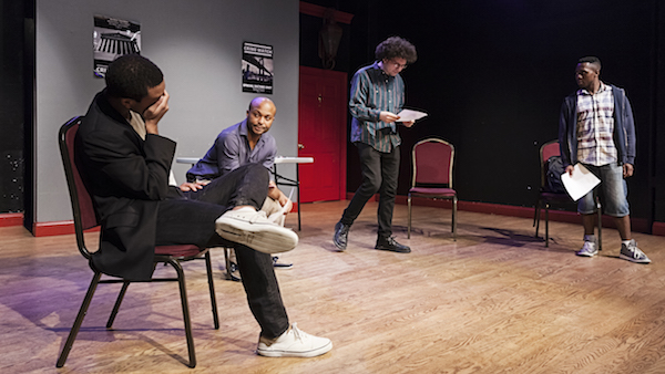 Black actors stuck in a bit part audition time loop resolve to write their own ending, in Feb. 1’s “Room 4.” Photo by No Future Photography.