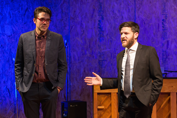 SANCTUARY moves marginalized artists front and center 4 L to R: Jonathan Cottle and Adam Salberg left their comfort zone to host the SANCTUARY Inaugural Ball. Photo by Hunter Canning.