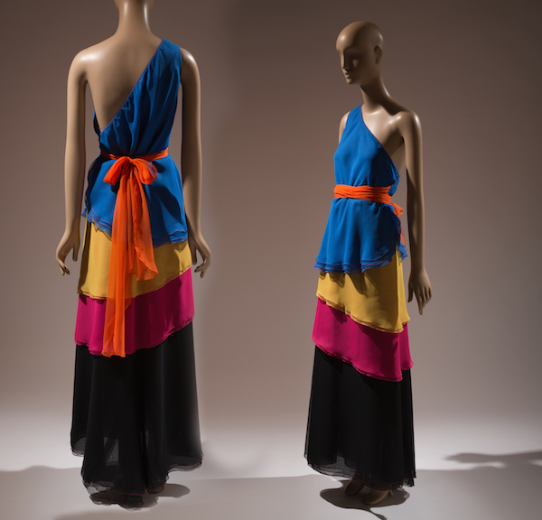 Composite view of a two-piece evening dress (1973-1974) by Stephen Burrows, an influence on Edward Wilkerson, whose work is also represented in the exhibition. Photos courtesy The Museum at FIT.