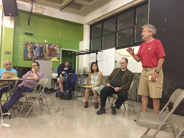 Bully for Bulbach: Block Association Honors Outgoing Leader 2 At an Oct. 19, 2016 CB4 Transportation Planning Committee meeting, Stanley Bulbach (standing) made it “perfectly clear” that his residential neighborhood does not support a plan that would detour vehicles to their side streets. Photo by Dennis Lynch.