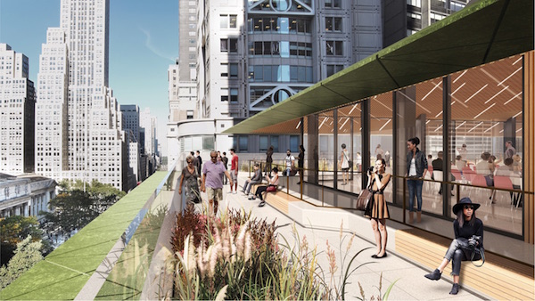 Midtown’s Lending Library Due for 21st Century Overhaul 3 A new public terrace planned for the roof of the Mid-Manhattan branch. | NEW YORK PUBLIC LIBRARY