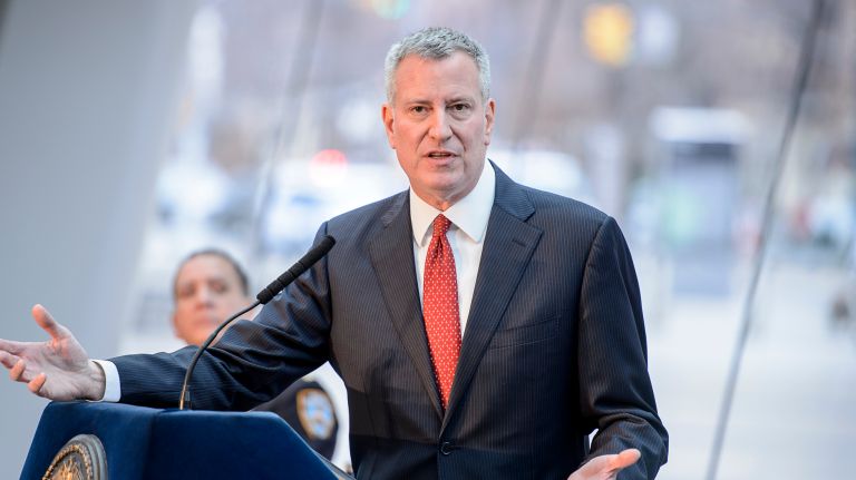Mayor Bill de Blasio has denounced President Donald Trump's executive order cutting federal grant money for sanctuary cities on Jan. 25, 2017.