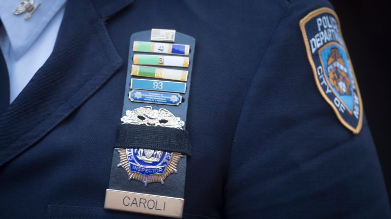 NYPD officers preparing for the funeral mass for NYPD Det. Steven McDonald at St. Patrick Cathedral in New York City, Friday Jan 13, 2017.
