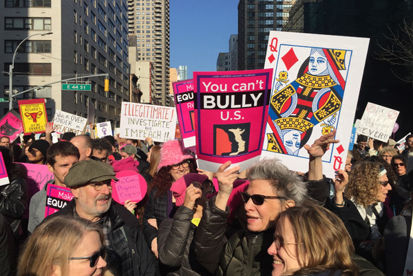 Second Avenue was filled with a wide array of homemade signs. | MANHATTAN EXPRESS