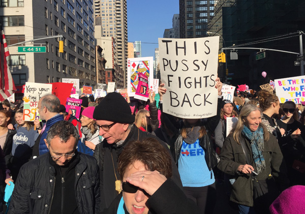 Throngs in Manhattan Offer Raspberries to Hometown Prez 3 The genesis of Women's Marches worldwide was the new administration's policies toward women's rights and health. | MANHATTAN EXPRESS