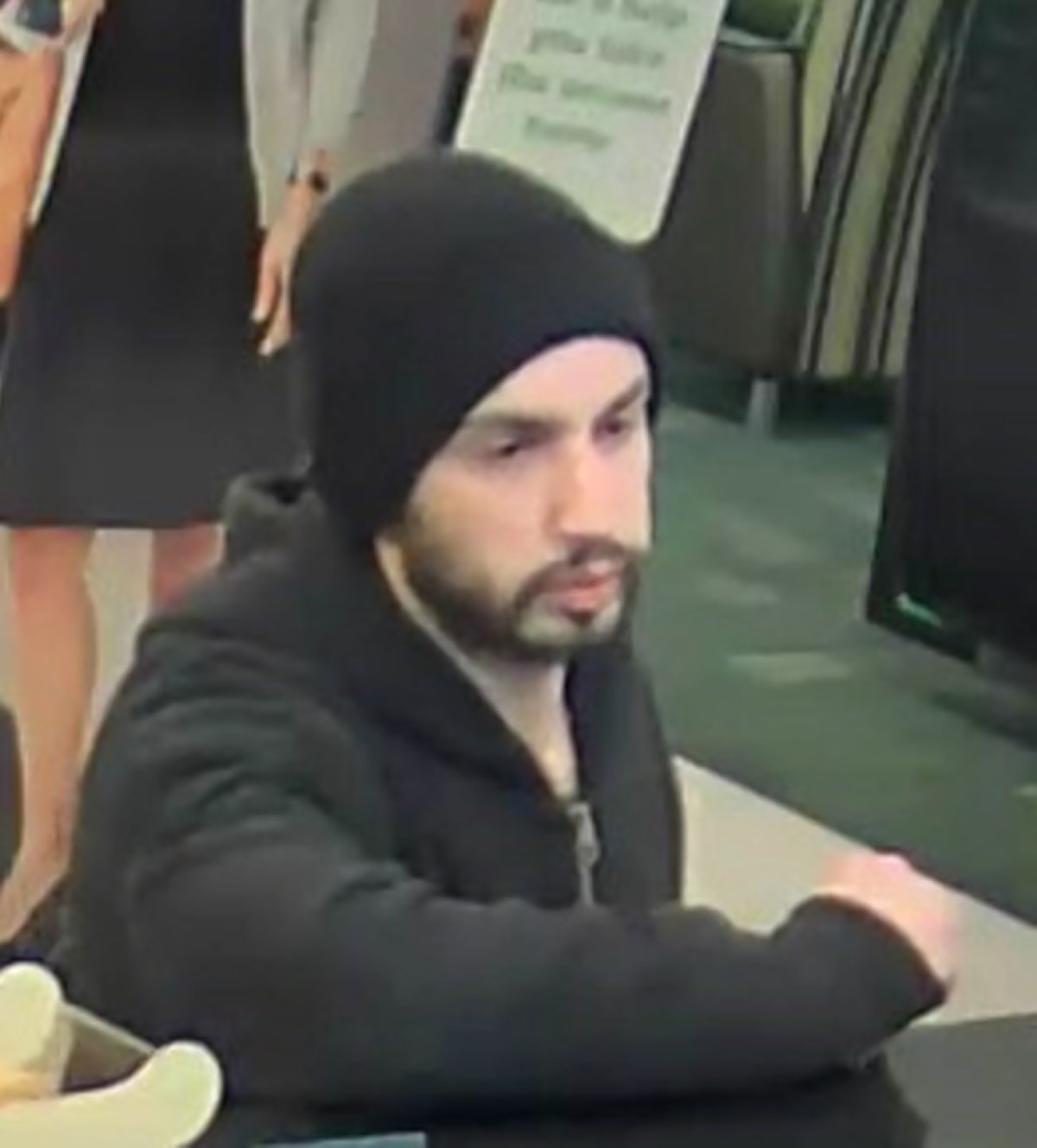 A surveillance-camera image of the alleged E. First St. TD bank robber. Courtesy N.Y.P.D.