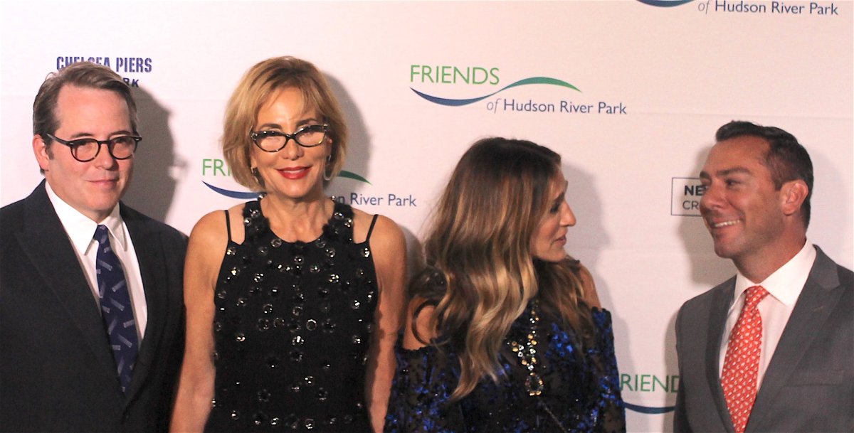 Posing on the "green carpet" at the recent Friends of Hudson River Park Gala, from left, Matthew Broderick, Madelyn Wils, Sarah Jessica Parker and Gregory Boroff.