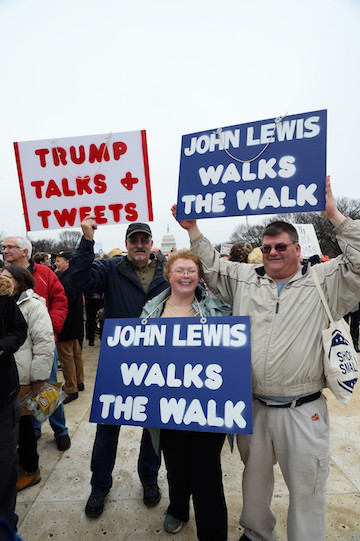 The new president's diss of Georgia Congressmember John Lewis, a Civil Rights Movement hero, was still fresh in marchers' minds. | DONNA ACETO