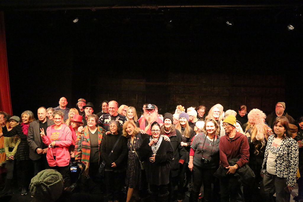 Patterson invited the Acker Awards ’17 winners, who were joined by some Acker honorees from years past, up on stage at the evening's end. Photo by Clayton Patterson