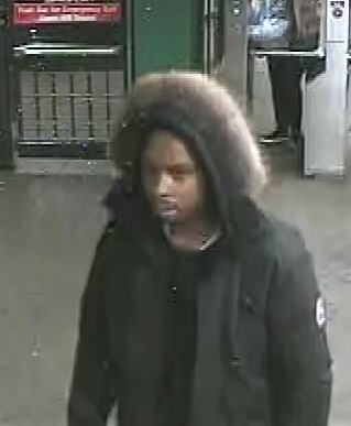 A surveillance camera image of the alleged lewd L train rider.  Courtesy N.Y.P.D.