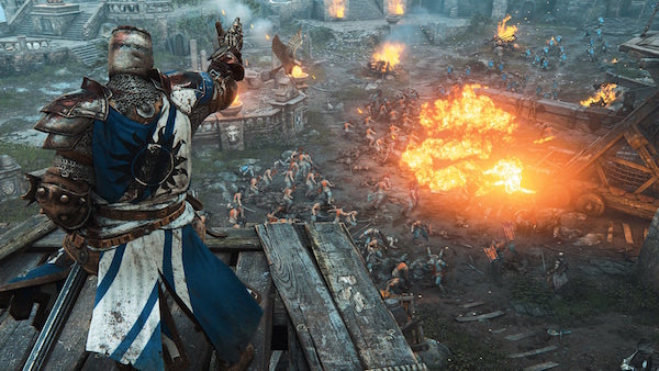 Launch medieval attacks with a nuanced combat system, in “For Honor.” Image via Ubosoft.