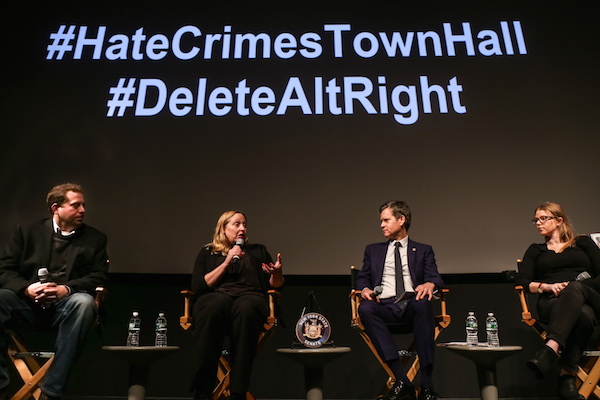 Town Hall’s Film, Panel, Audience Examine State of ‘Hate in America’ 1 State Senator Brad Hoylman’s Jan. 29 Town Hall on Hate featured a panel comprised of, left to right, Oren Segal, of the Anti-Defamation League; Heidi Beirich, of the Southern Poverty Law Center; Hoylman; and film produce /director Rebecca Teitel. Photo by Tequila Minsky.
