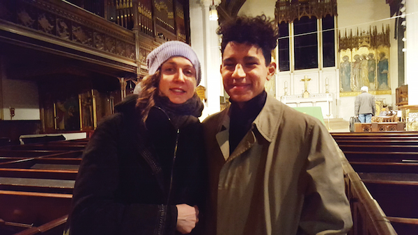 St. Peter’s Weekly Prayer Vigil Promotes Tolerance, Civility 4 Whittnie Daniels, left, called the vigil appropriate and positive while Matthew Menzies said he attended due to the recent political upheaval. Photo by Dusica Sue Malesevic.