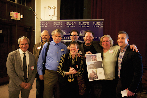 HDC Executive Director Simeon Bankoff (back row, center) with members of Save Chelsea, which the HDC chose as one of six neighborhood preservation groups to assist with their mission this year. Photo by Dennis Lynch.