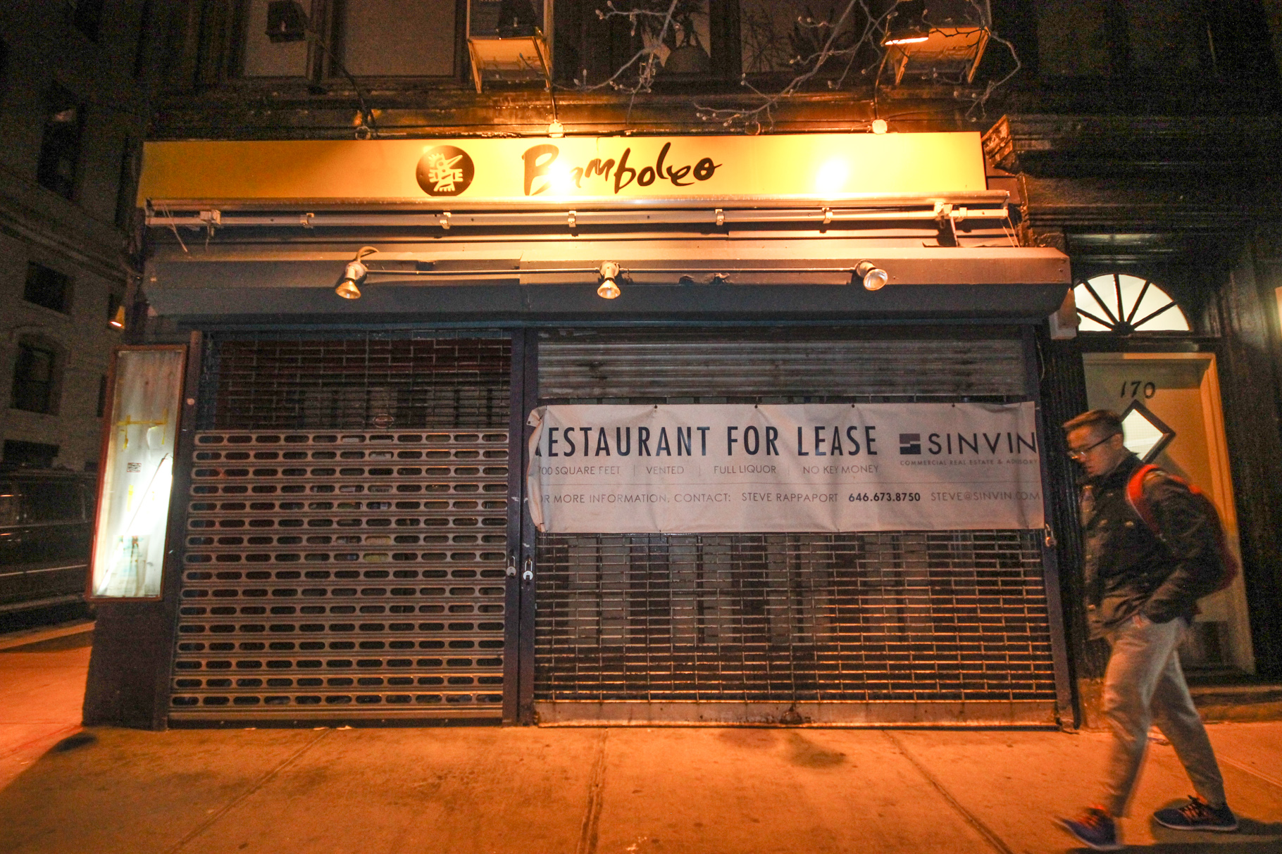 Food for thought: a shuttered restaurant on Bleecker St. 