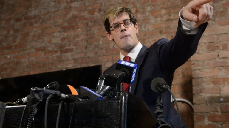 Former Breitbart editor Milo Yiannopoulos spoke at a news conference in Manhattan on Tuesday after a weekend of controversy.