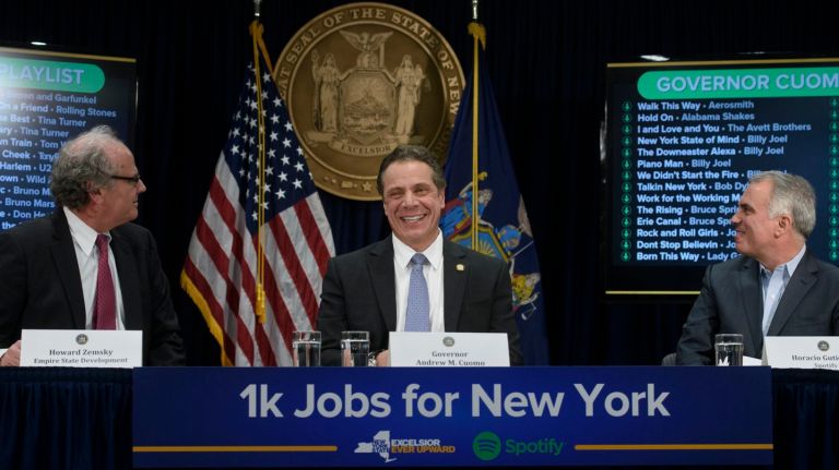 Spotify is moving its U.S. headquarters to 4 World Trade Center, the company and Gov. Andrew Cuomo announced on Feb. 15, 2017.