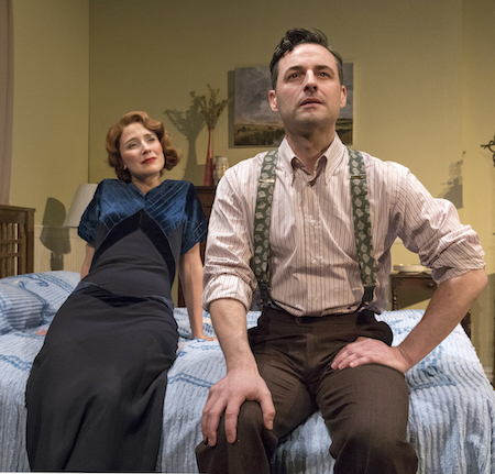 Max von Essen with Elisabeth Gray in the Mint Theater Company world premiere of Miles Malleson’s 1933 “Yours Unfaithfully,” directed by Jonathan Bank, at the Beckett Theatre. | RICHARD TERMINE