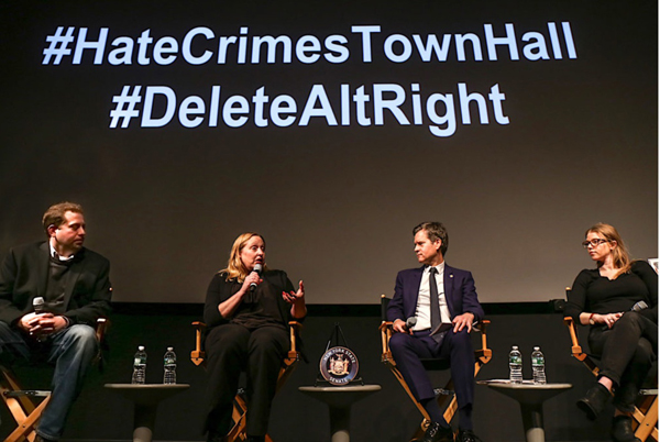 The ADL’s Oren Segal, Heidi Beirich of the Southern Poverty Law Center, State Senator Brad Hoylman, and film director and producer Rebecca Teitel. | TEQUILA MINSKY