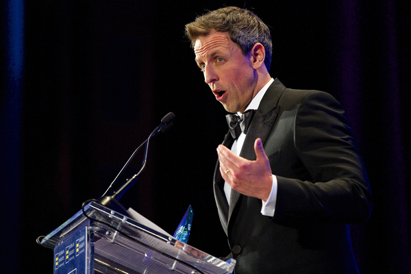 At Packed Waldorf Gala, Streep Rebuts Trump 3 “Late Night” host Seth Meyers. | DAVID GOODMAN/ HUMAN RIGHTS CAMPAIGN