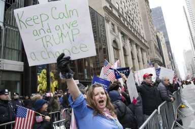 Pro Donald Trump’s rally near Trump Tower in New York’s 5th Avenue.