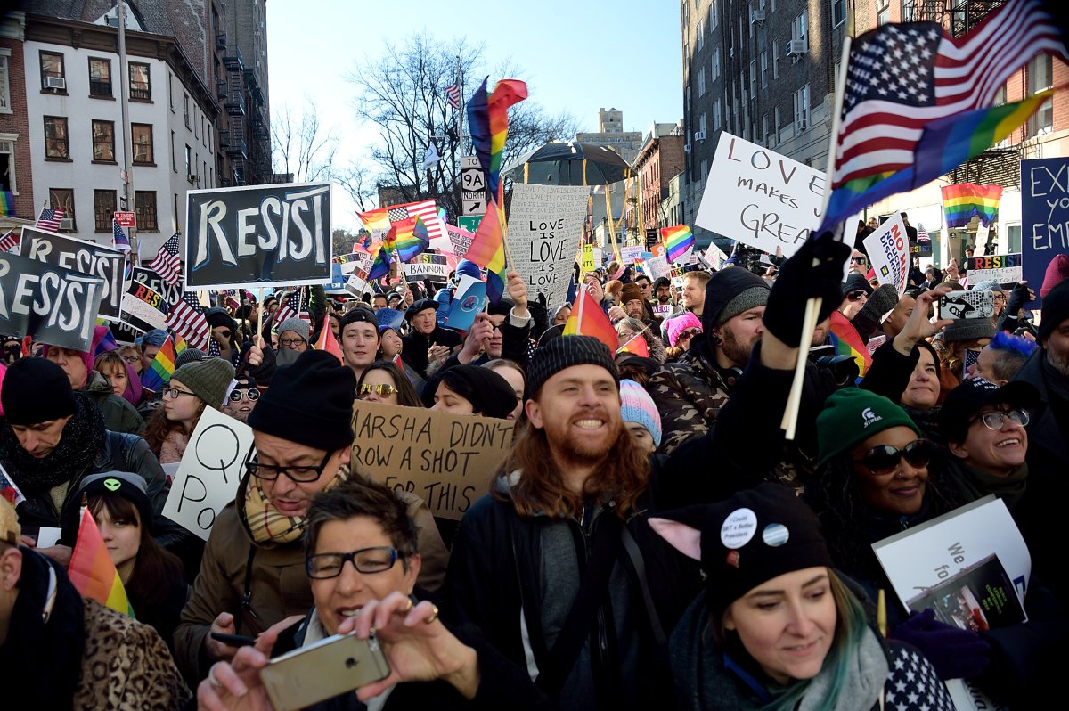 ‘We won’t go backward!’ Gays rally vs. travel ban 1 stonewall-trump-2017-02-09-v01,VIL,PRINT_WEB,WEB