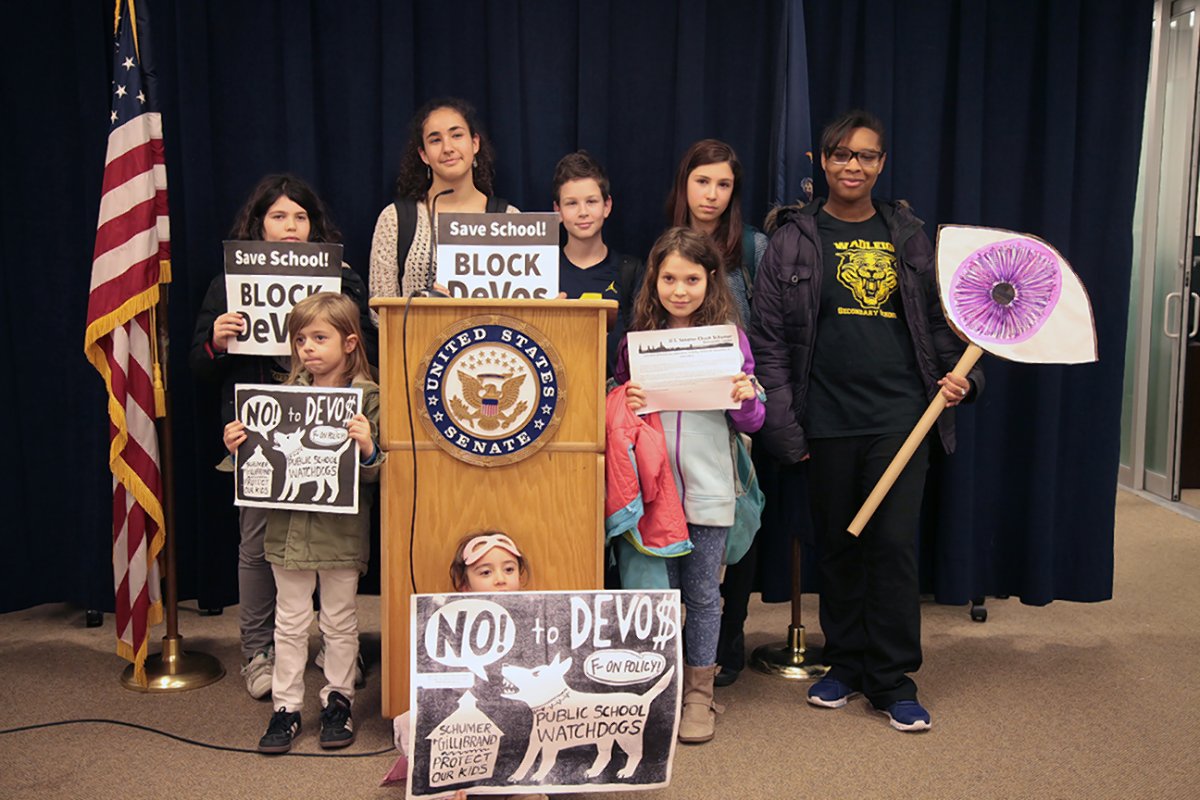 ‘Watchdogs’ barking mad about DeVos being Education chief 1 students-parents-protest-devos-2017-02-09-v01,VIL,PRINT_WEB,WEB