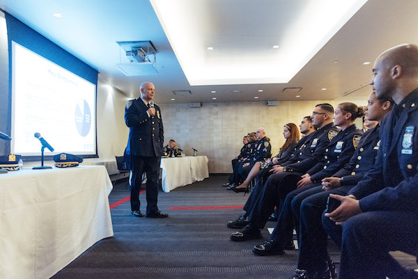 NCO Program Rolled Out at 10th Precinct 1 NYPD Chief of Patrol Terence “Terry” Monahan led the presentation. Photo by Jordan Rathkopf.