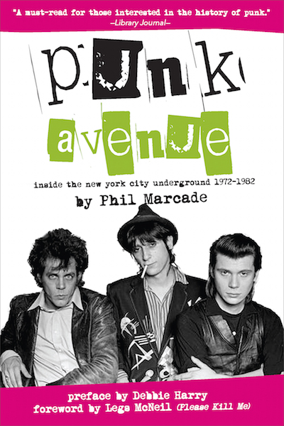 Phil Marcade memoir walks down ‘Punk Avenue’ 2 L to R: Steve Shevlin, Johnny Thunders and Phil Marcade, circa 1979, on the book’s jacket cover. Photo by Marcia Resnick, image courtesy Three Rooms Press.