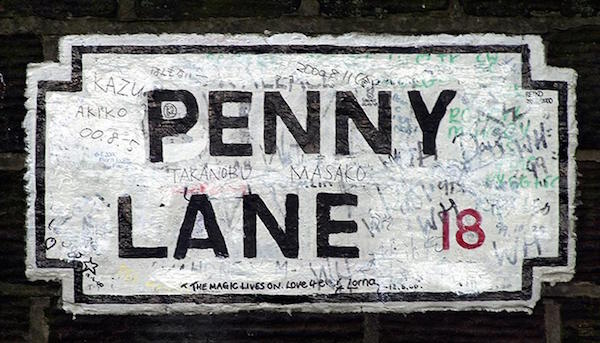 The Penny Lane of Paul's song refers to the name of a busy bus terminus at a Liverpool roundabout. Photo via visitliverpool.com.